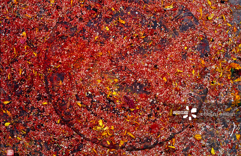 巴格·拜拉布神庙的米饭和花瓣祭品图片素材