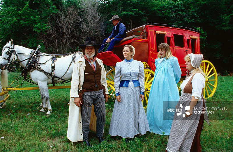 波尼比尔狂野西部表演的马车图片素材