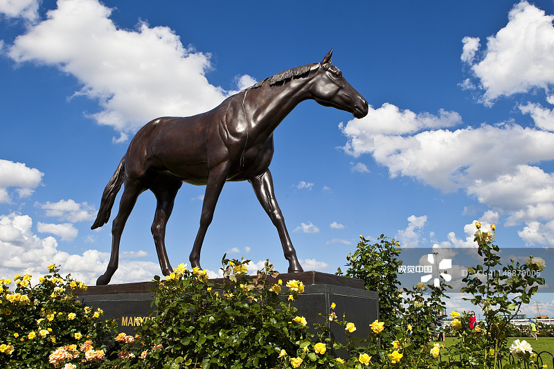 弗莱明顿赛马场的马基比·迪瓦雕像图片素材