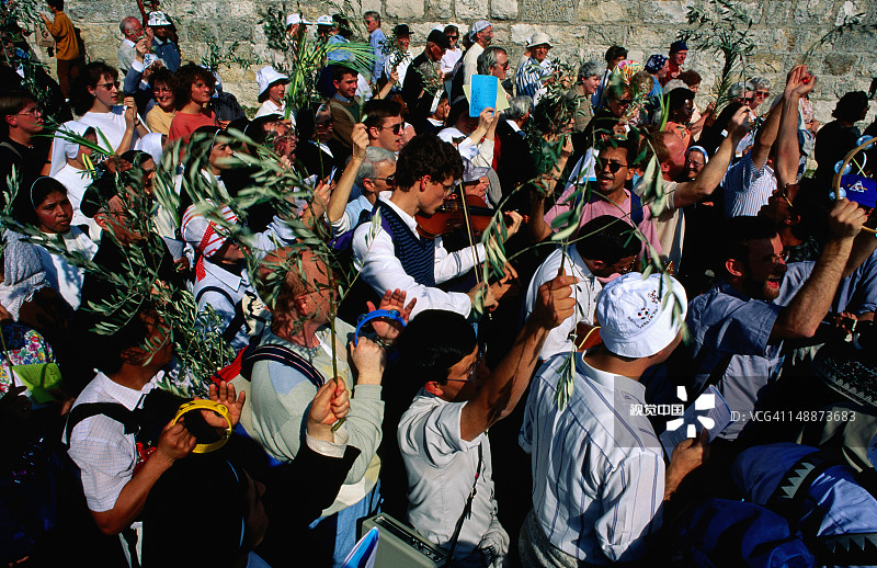 拉丁礼（天主教）棕枝主日游行，橄榄山图片素材