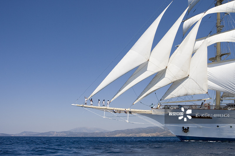 满帆航行的“星 clipper”号航海游轮图片素材
