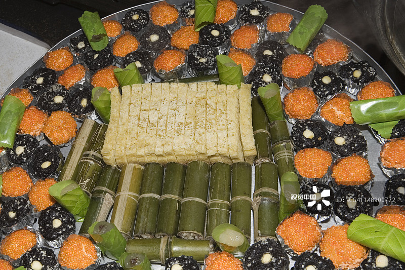 东华门夜市的霍克小吃摊鱼子酱图片素材