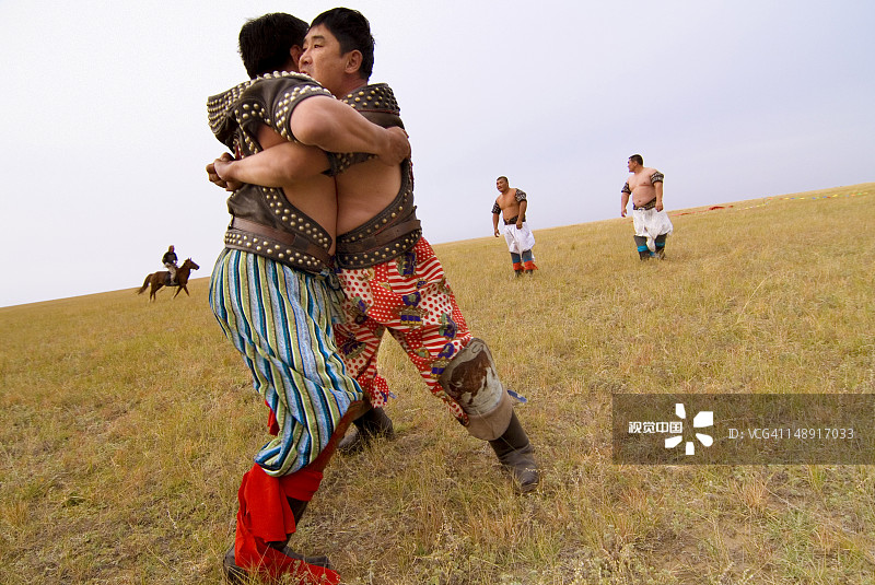 蒙古族摔跤图片素材