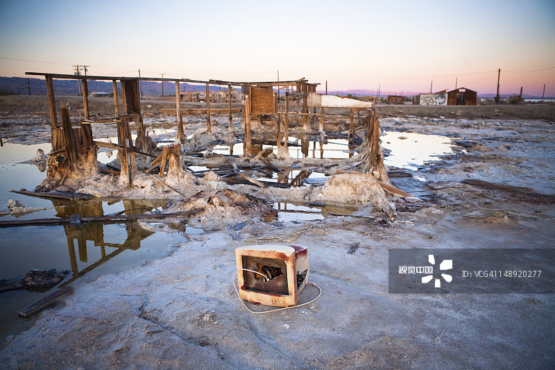 索尔顿海的孟买海滩小镇遗址图片素材