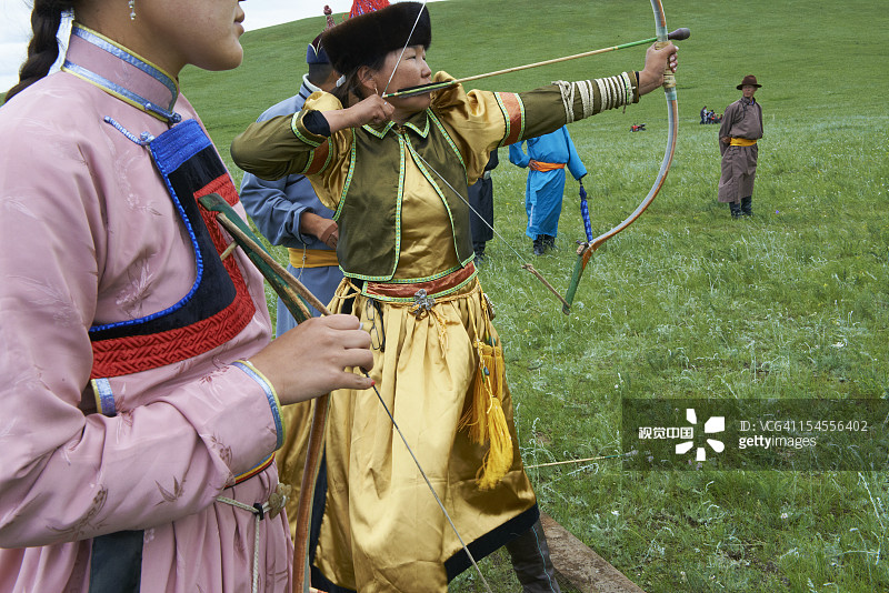 蒙古国肯特省射箭比赛图片素材