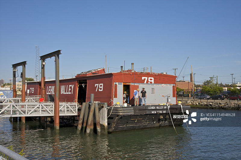 作为博物馆的历史铁路驳船图片素材