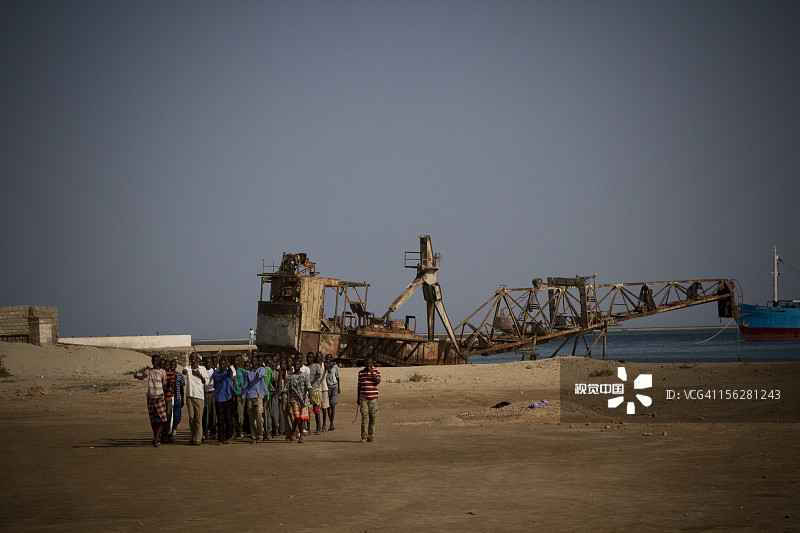 在新兵在海港行军图片素材