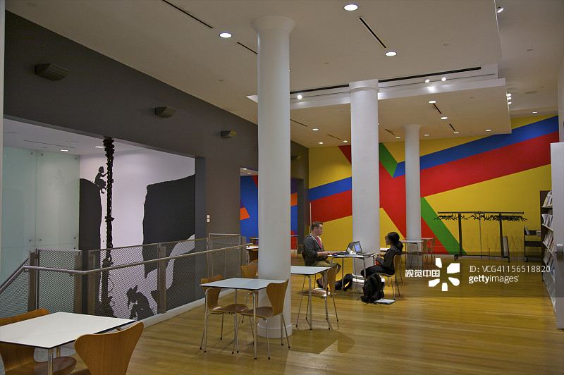 带壁画的现代高挑学校空间图片素材