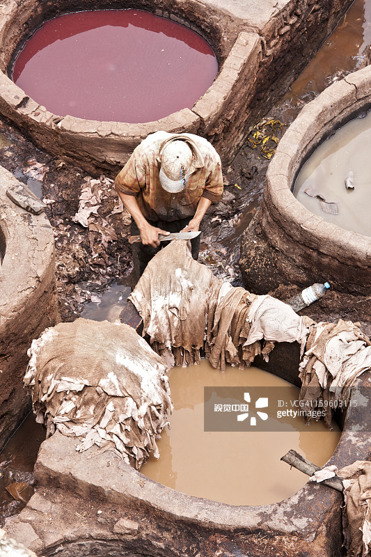 摩洛哥菲斯北非的制革厂图片素材