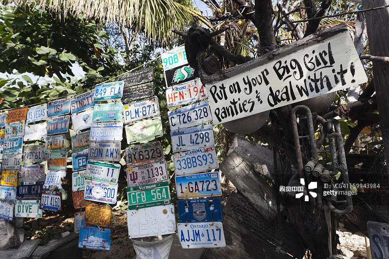 巴哈马群岛港湾岛路标图片素材