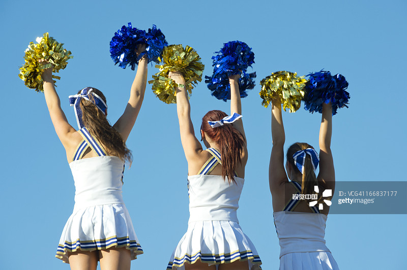 白人啦啦队一起练习图片素材