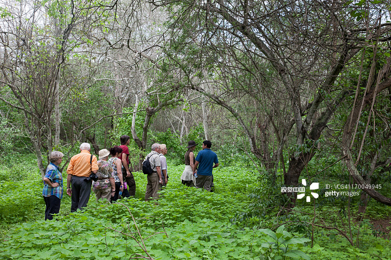 在马查利拉国家公园小路上徒步的游客图片素材