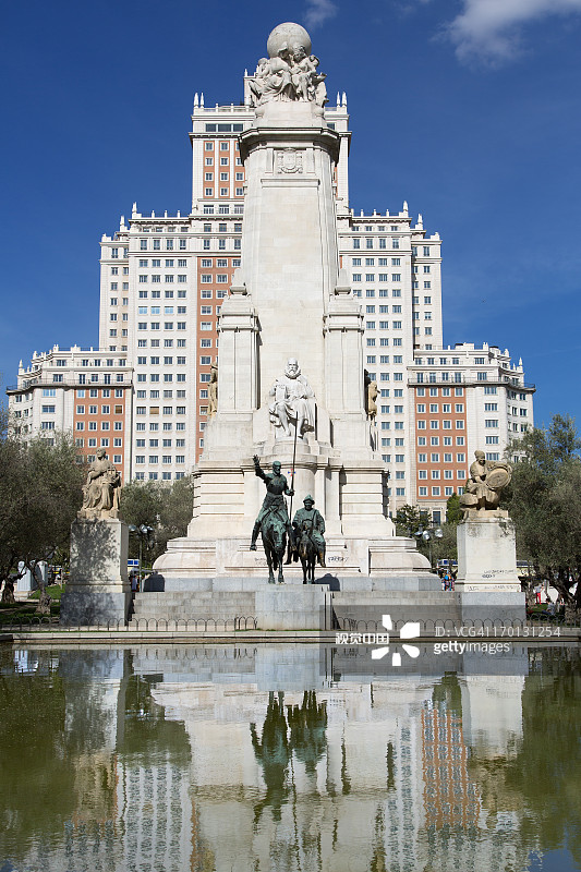 马德里西班牙广场塞万提斯纪念碑图片素材