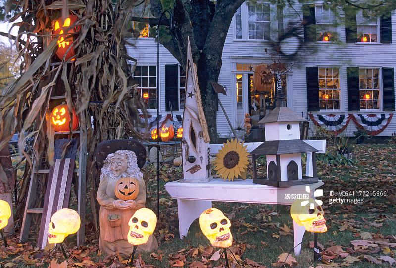 房屋和万圣节装饰图片素材