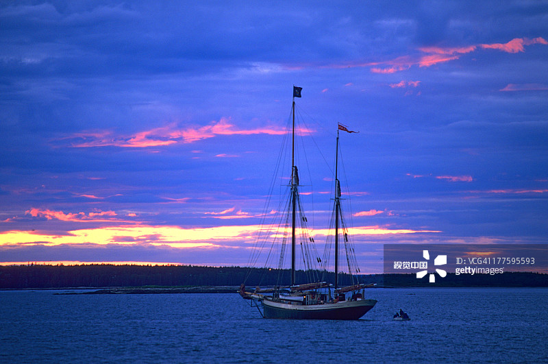 西佩诺布斯科特湾的帆船图片素材