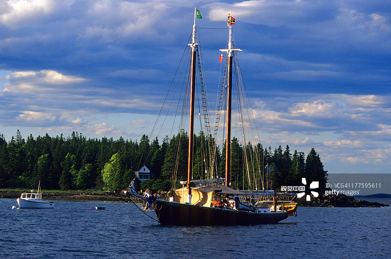 西佩诺布斯科特湾的帆船图片素材