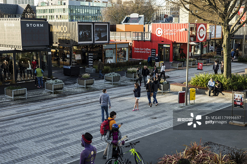 克赖斯特彻奇市的新零售中心重新启动图片素材