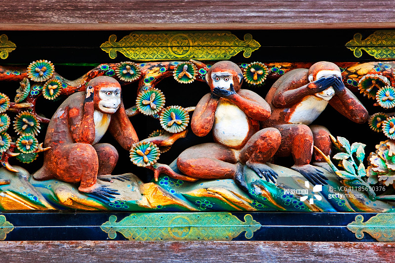 日光市轮王寺的三猿图片素材