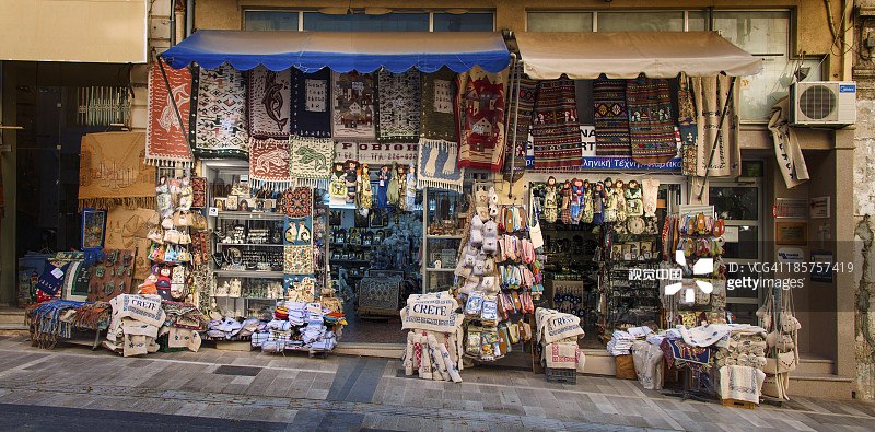 克里特岛伊拉克利翁旅游商店图片素材