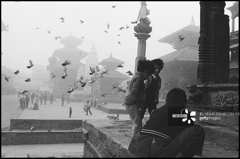 尼泊尔加德满都帕坦杜巴广场（黑白照片）图片素材