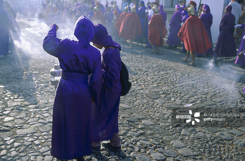 危地马拉安提瓜圣周街头游行图片素材