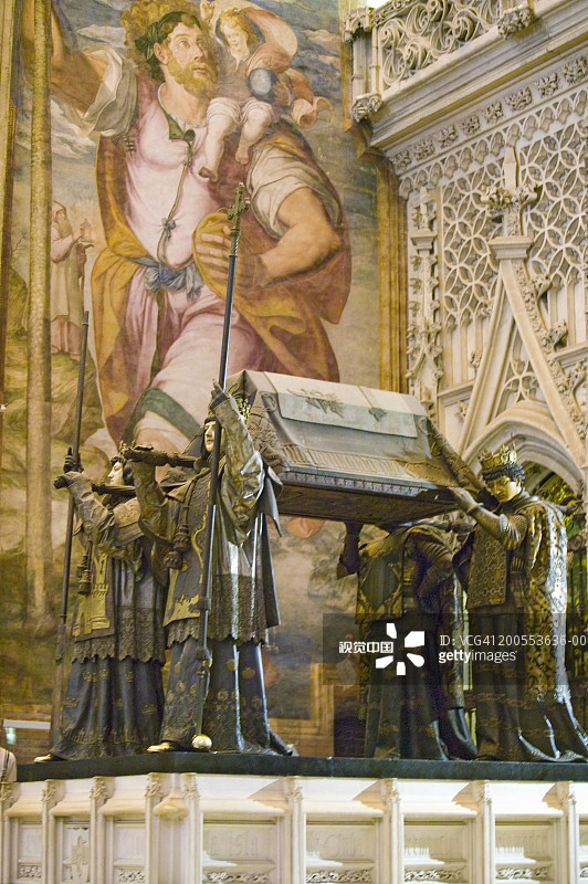 西班牙安达卢西亚塞维利亚大教堂哥伦布墓图片素材