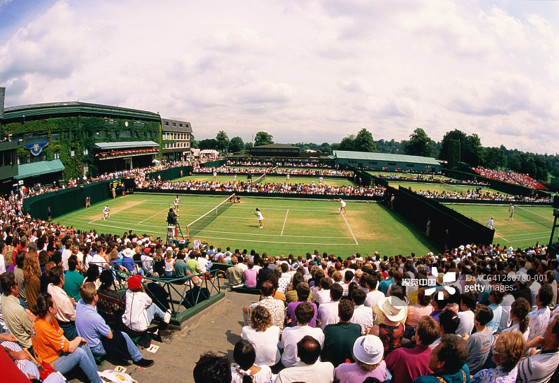 英国伦敦温布尔登比赛全景图片素材