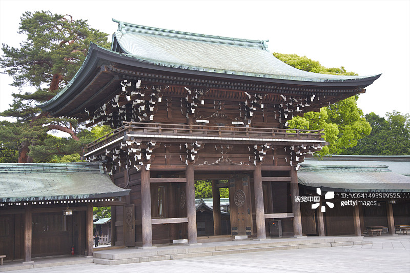 棕色和绿色寺庙大门图片素材