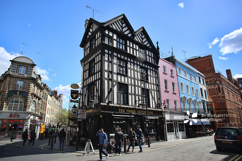 英国伦敦威斯敏斯特市苏荷区街景图片素材