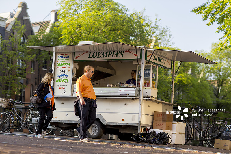 Prinsengracht的荷兰越南春卷车图片素材