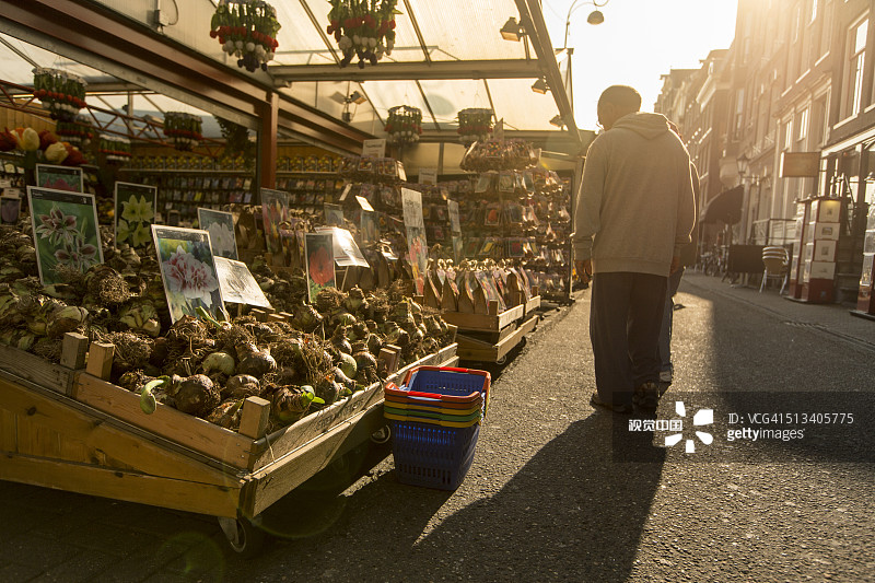 在花卉市场购买花卉种球的人们图片素材