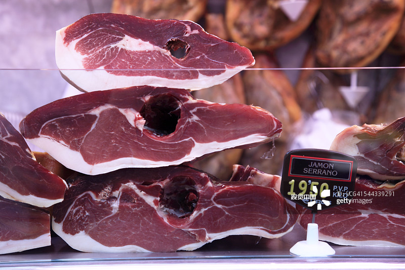 塞拉诺火腿特写图片素材