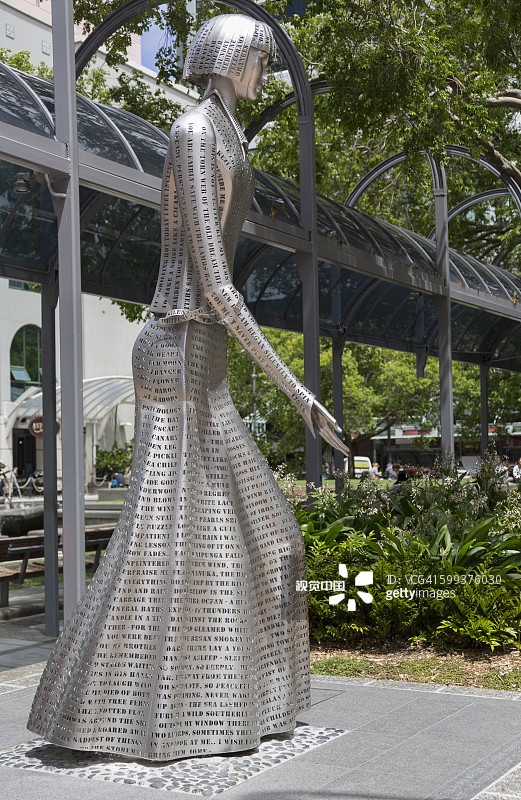 新西兰惠灵顿著名作家凯瑟琳·曼斯菲尔德雕像图片素材