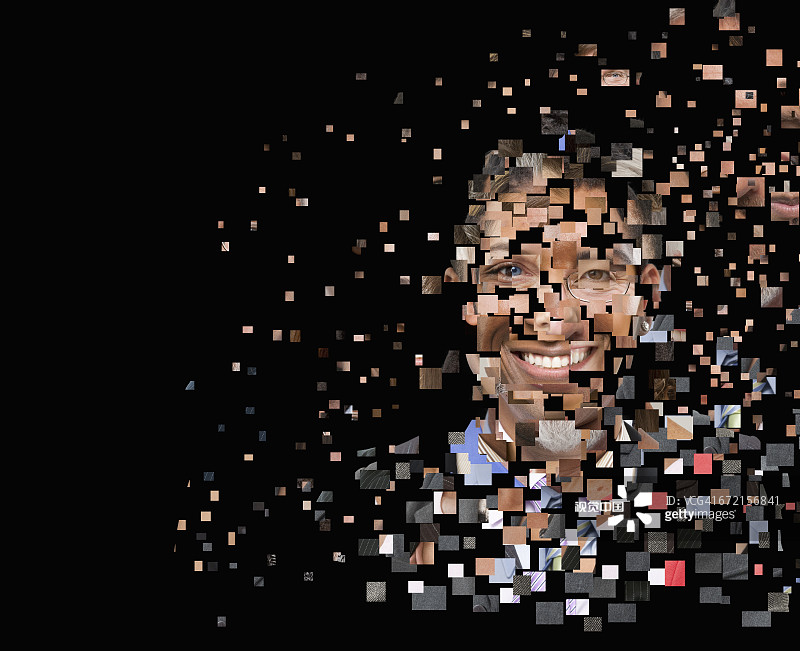 像素构成的人脸拼贴图片素材
