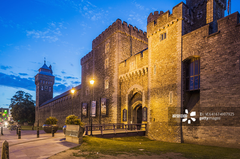 加的夫市中心，加的夫城堡景观图片素材