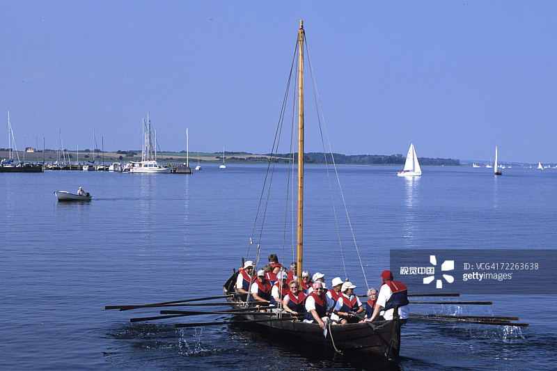 罗斯基勒峡湾的维京船，维京船博物馆，罗斯基勒，西兰岛北部，丹麦罗斯基勒图片素材