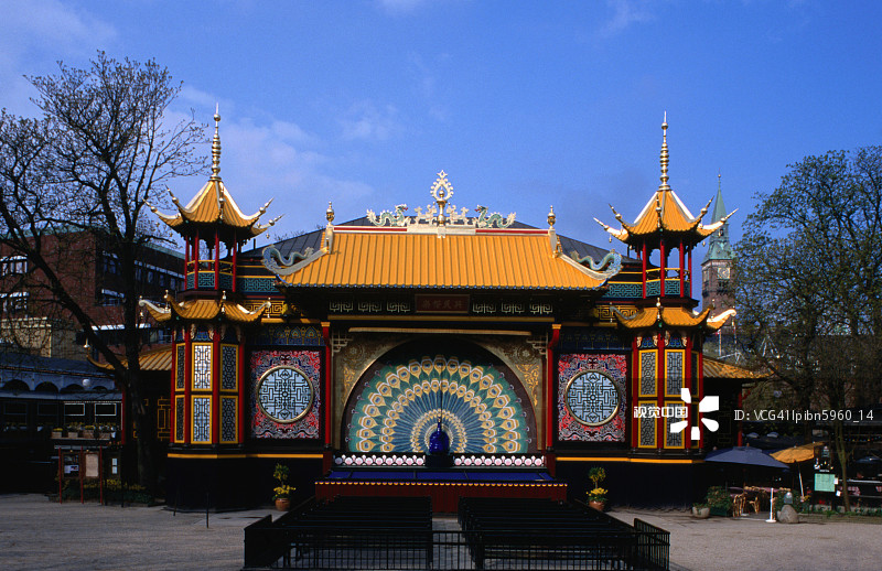 蒂沃利公园内的东方风格建筑，哥本哈根，丹麦，欧洲图片素材