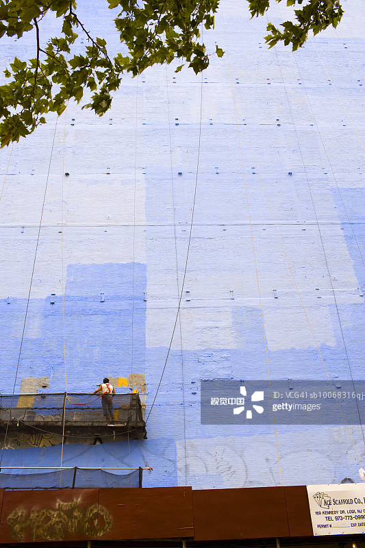 美国纽约曼哈顿休斯顿街建筑施工图片素材